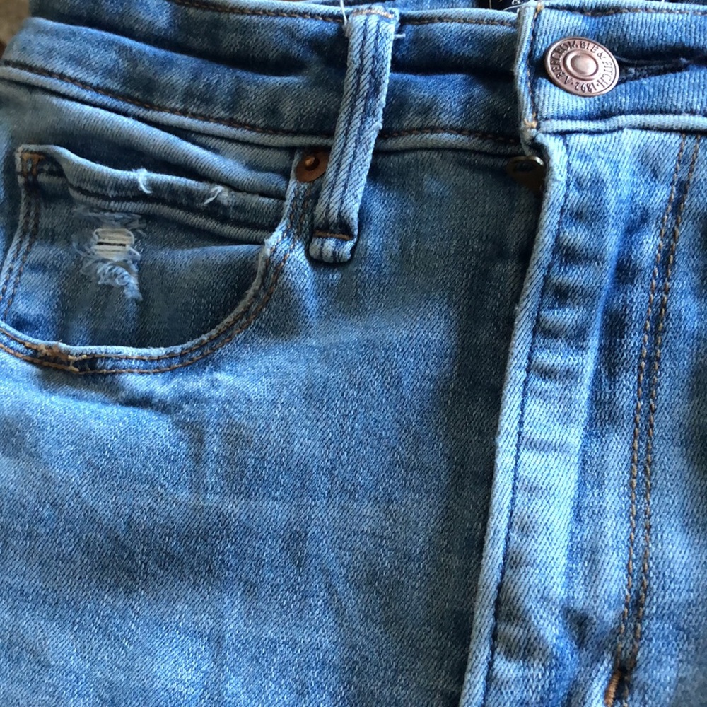 Abercrombie & Fitch Curve Love The Skinny High Rise Jeans Raw Hem Size 26 - Picture 6 of 15